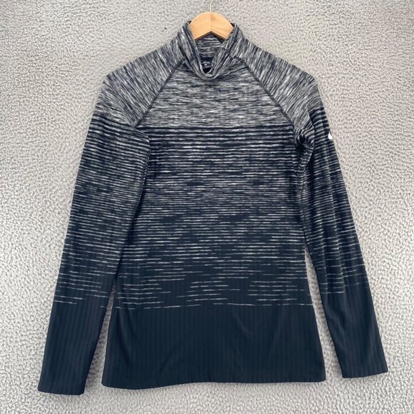 Nike Pro Top Womens Extra Large Gray Stripe Hyperwarm Turtleneck Pullover Active - Picture 1 of 10